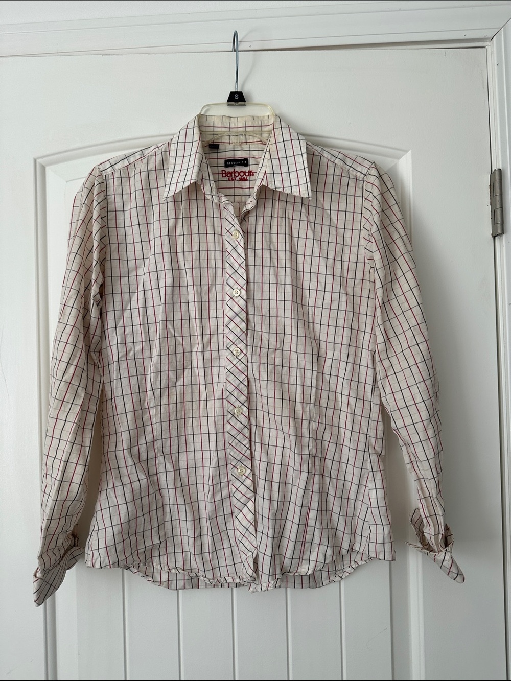 Barbour White Plaid Button-Down Shirt for Women